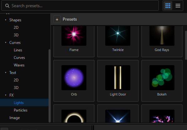 Visual instrument presets screenshot