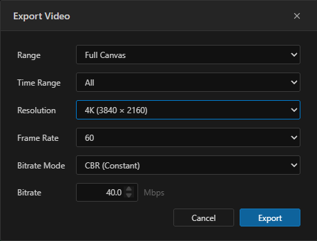 4K video export screenshot